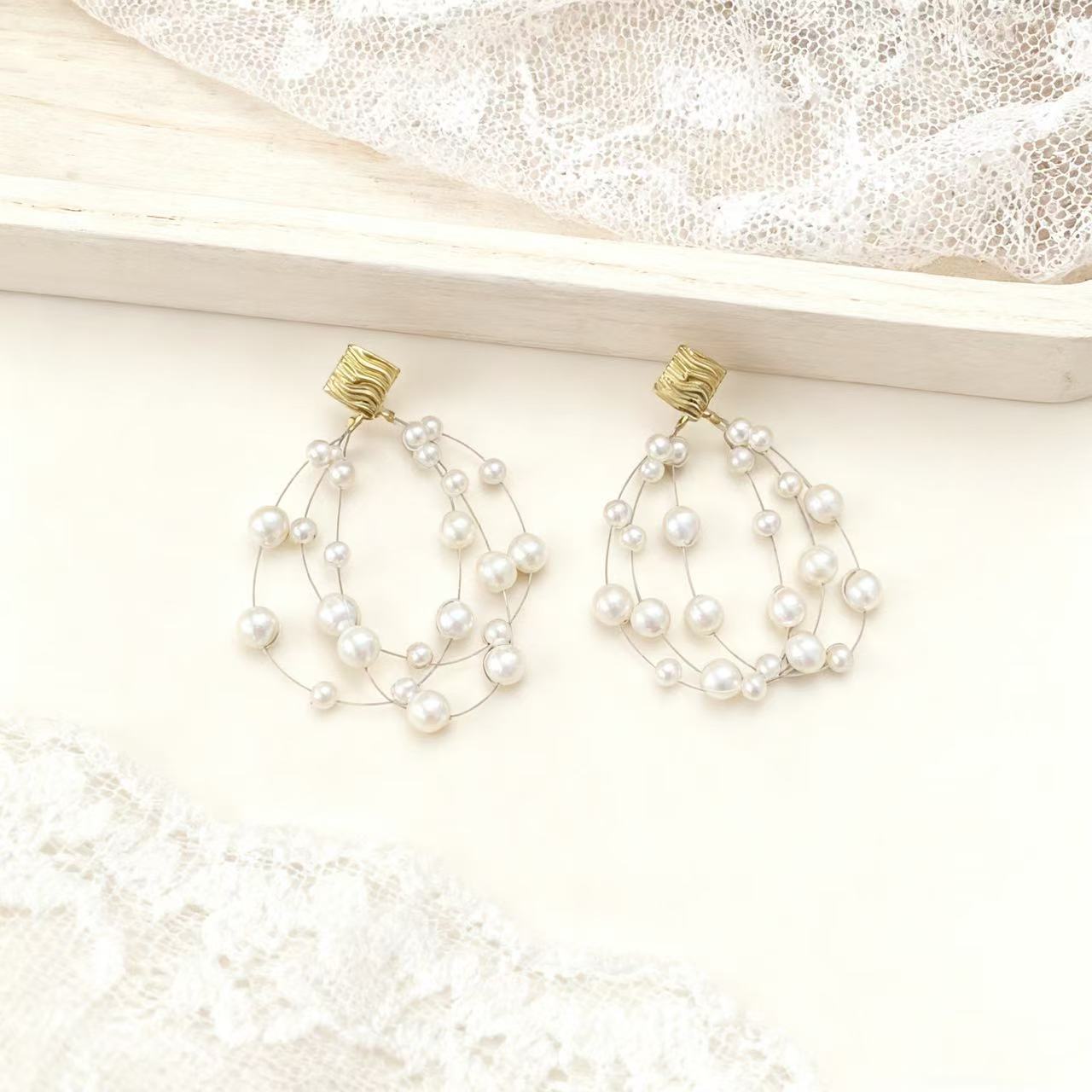 Mabe Pearl Floating Wire Statement Earrings