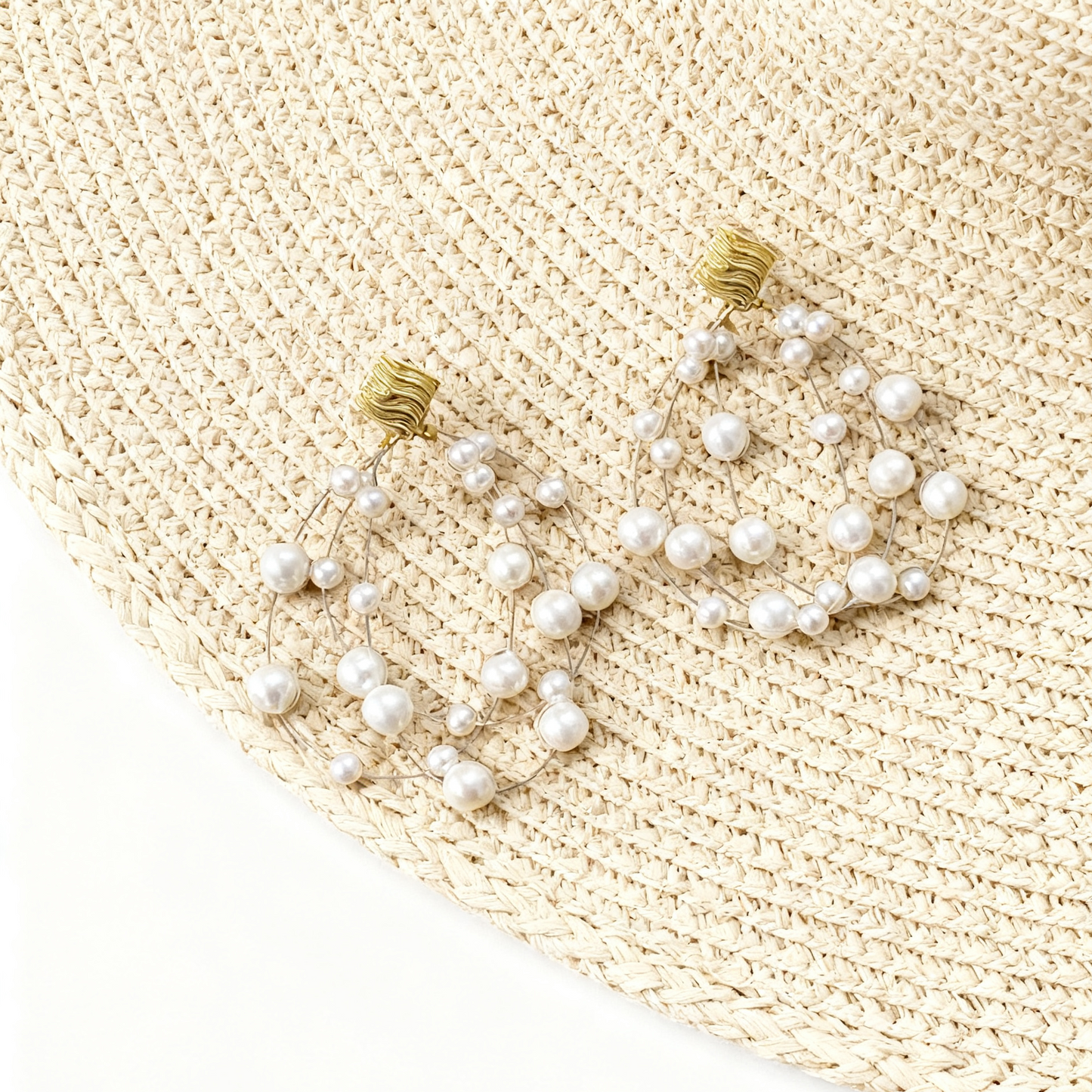 Mabe Pearl Floating Wire Statement Earrings