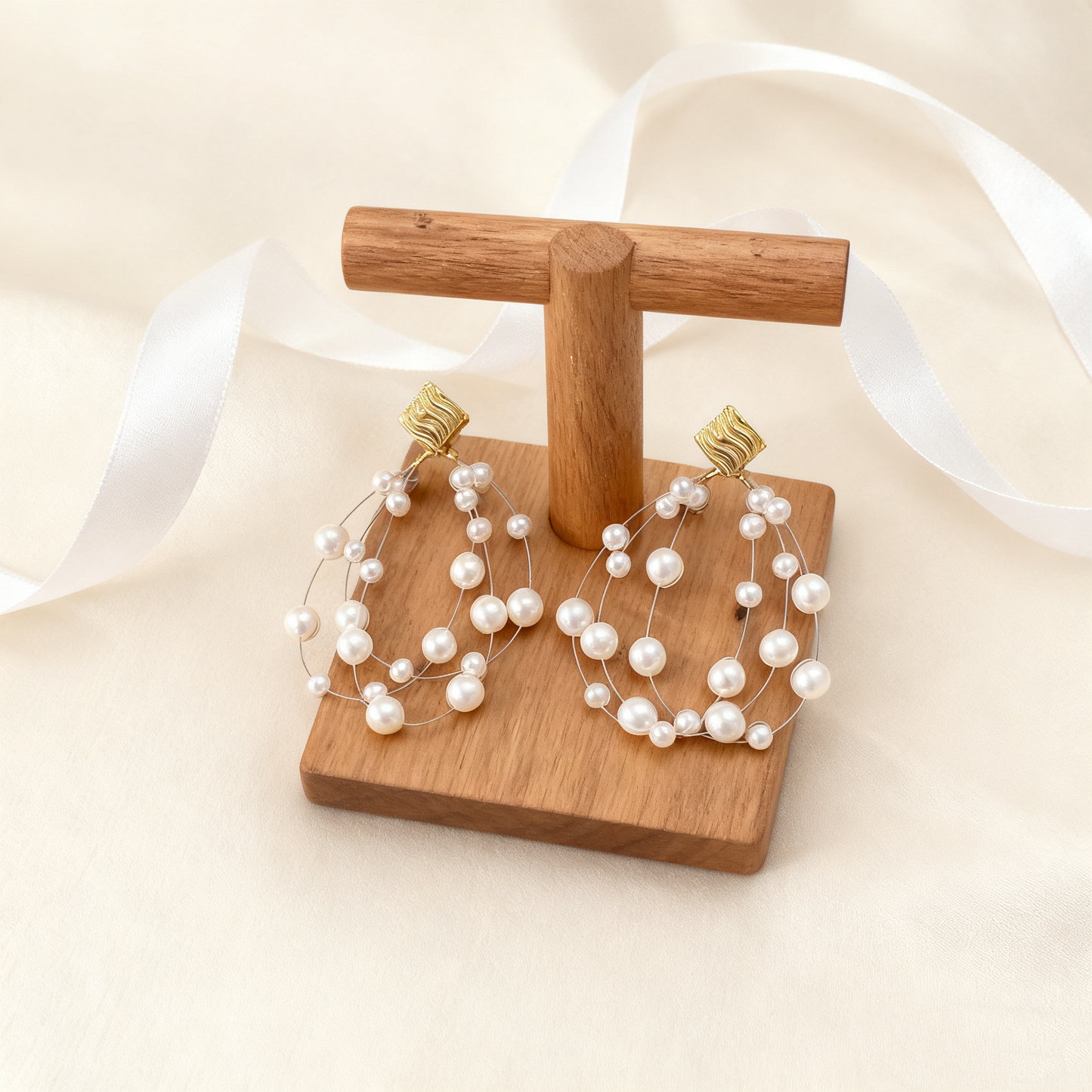 Mabe Pearl Floating Wire Statement Earrings