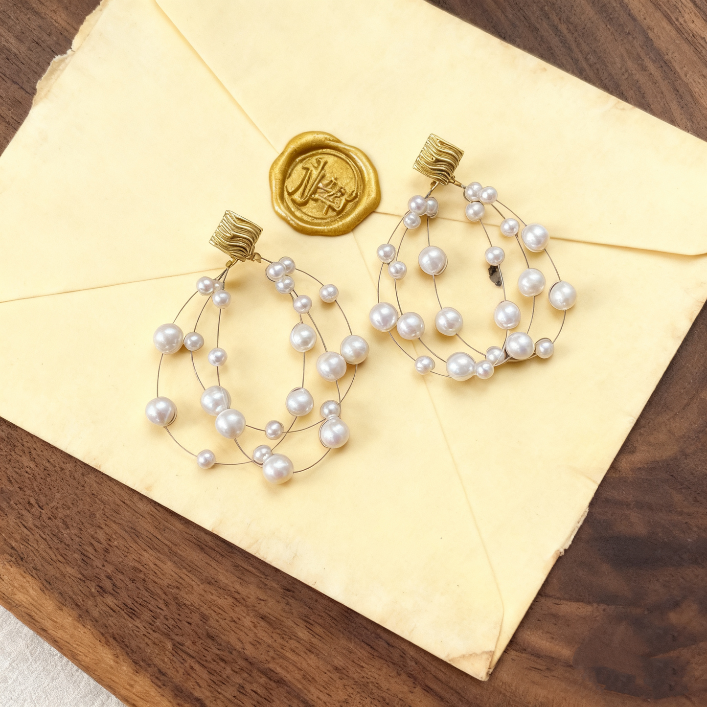 Artisan crafted Mabe pearl earrings natural luster