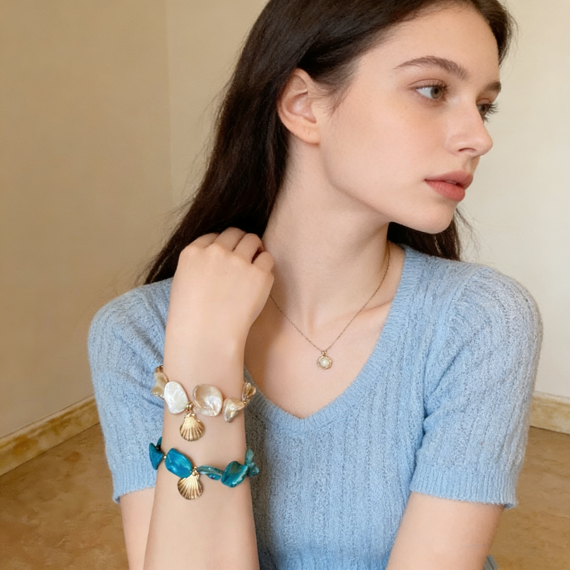 Natural abalone shell bracelet two color options