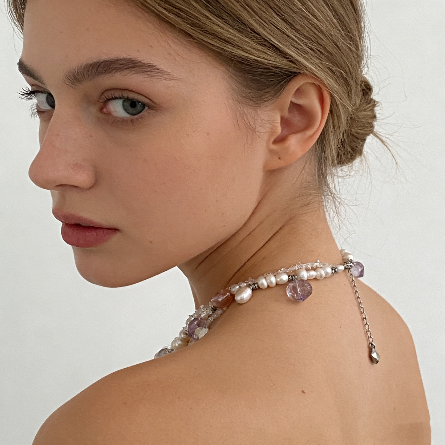 Handmade Crystal And Natural Pearl Charm Necklace