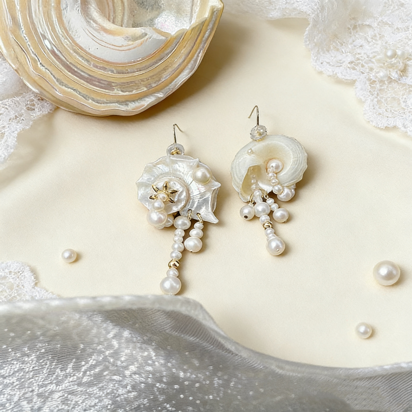 Shell Mabe Pearl Tassel Earrings