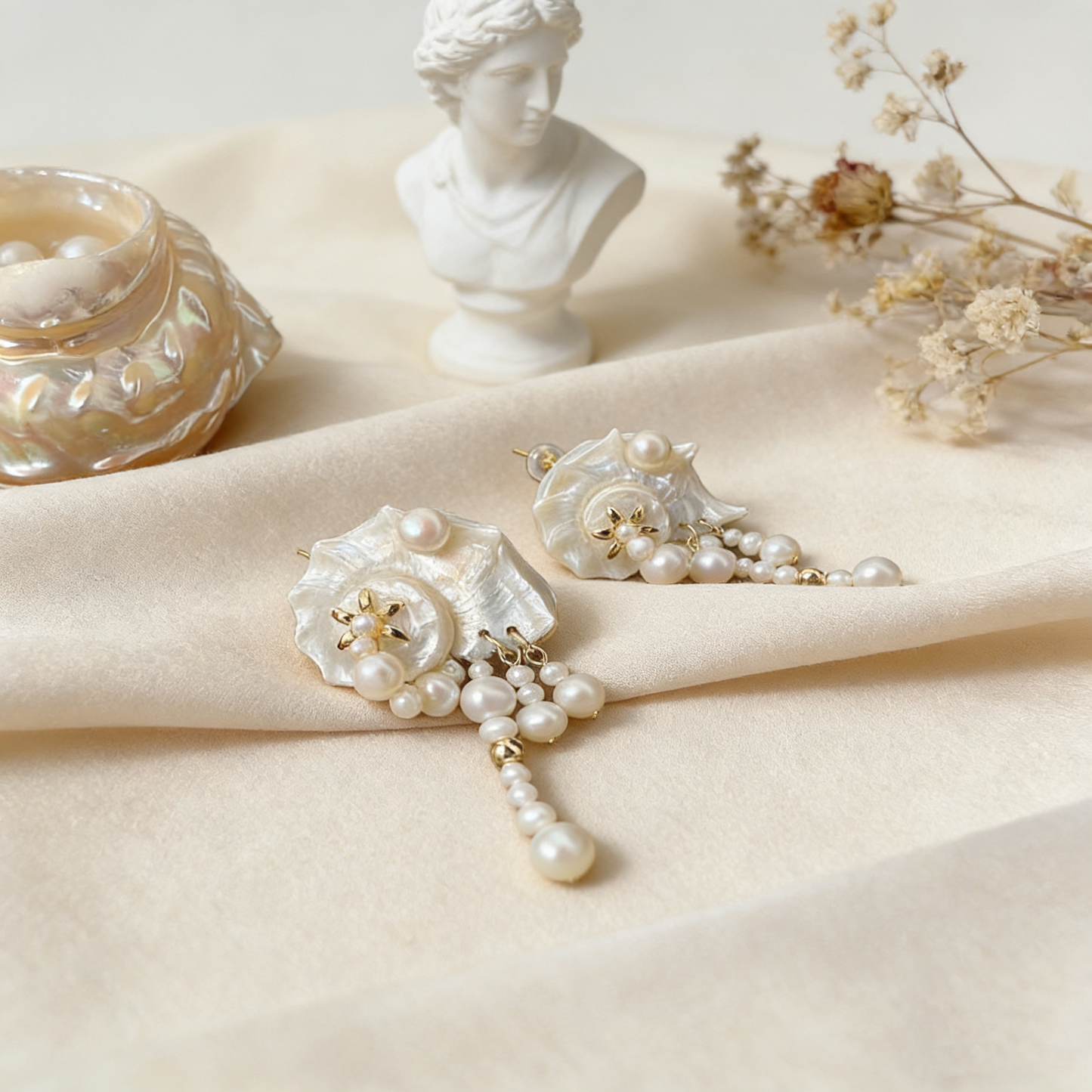 Shell Mabe Pearl Tassel Earrings