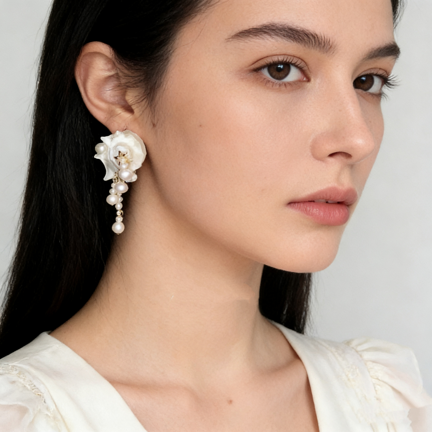 Minimalist shell mabe pearl tassel jewelry