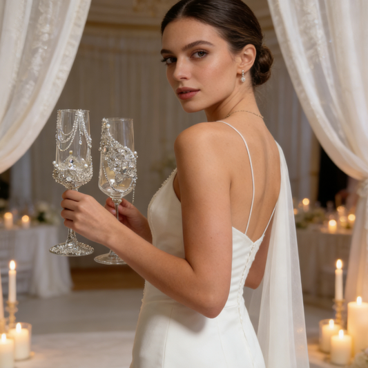 Handcrafted crystal wedding champagne glass