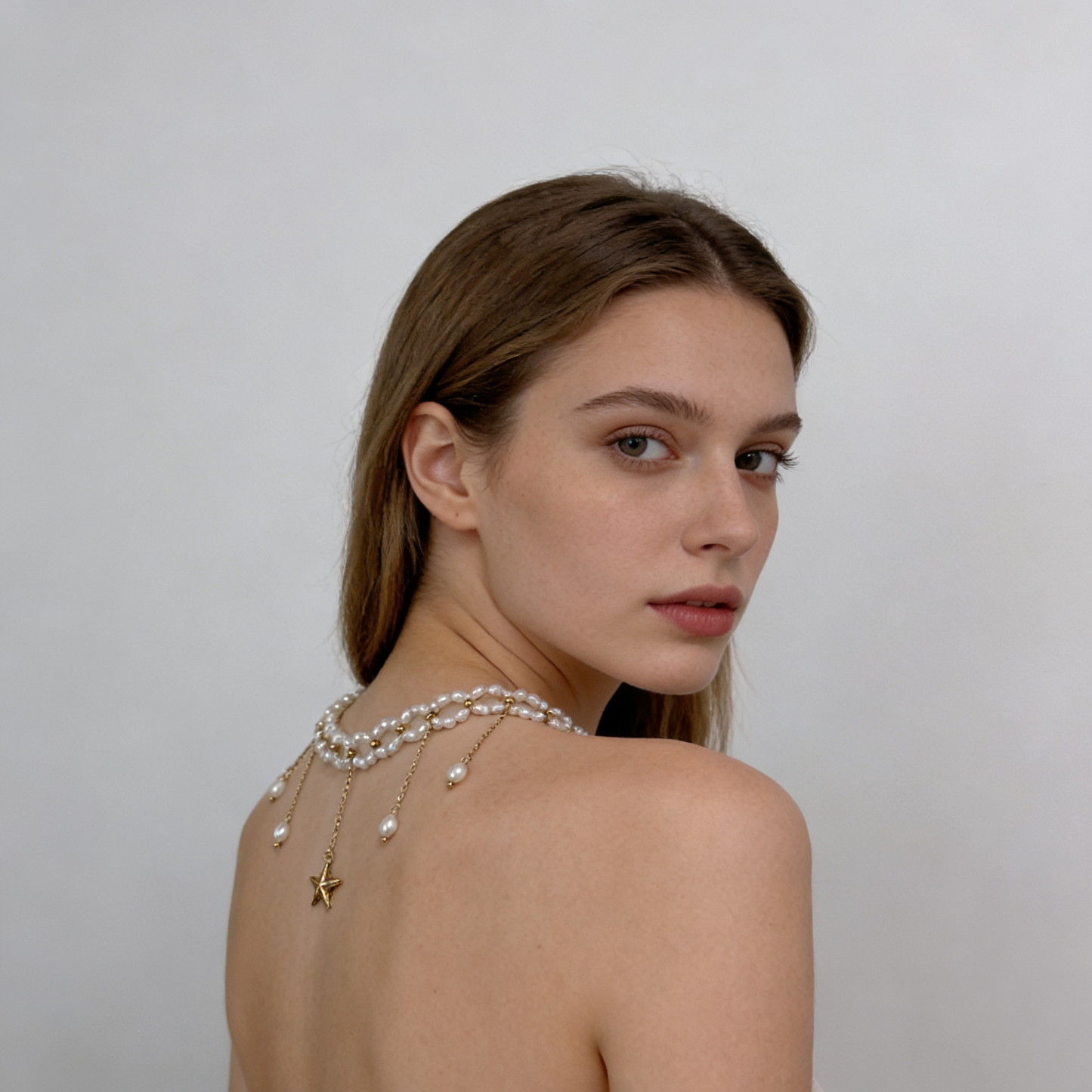 Star Drop Pearl Choker Necklace