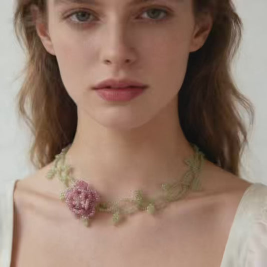 Hand Beaded Floral Vine Necklace