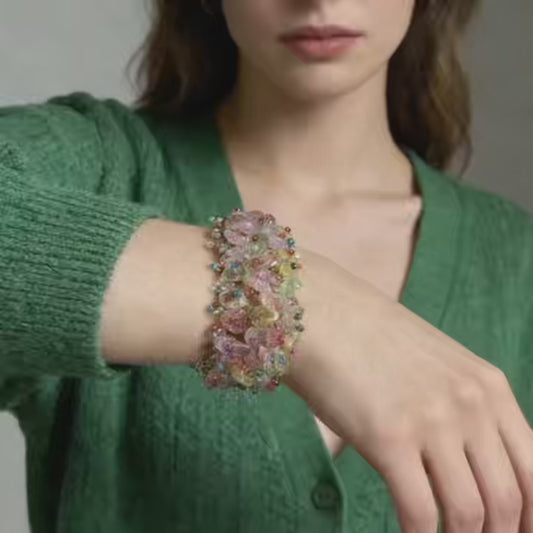 Natural Crystal Chip Statement Bracelet