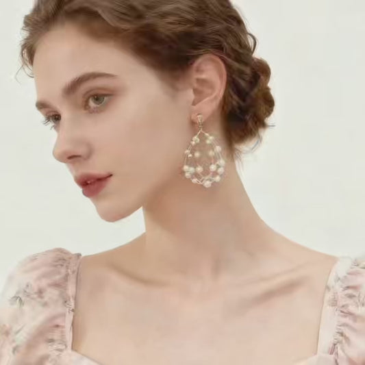 Mabe Pearl Floating Wire Statement Earrings