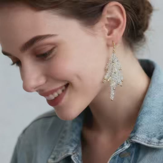 Handmade Crystal Fringe Drop Earrings