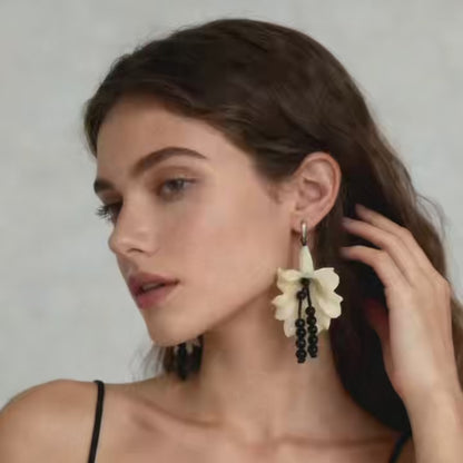 Handmade Mother of Pearl Flower Drop Earrings