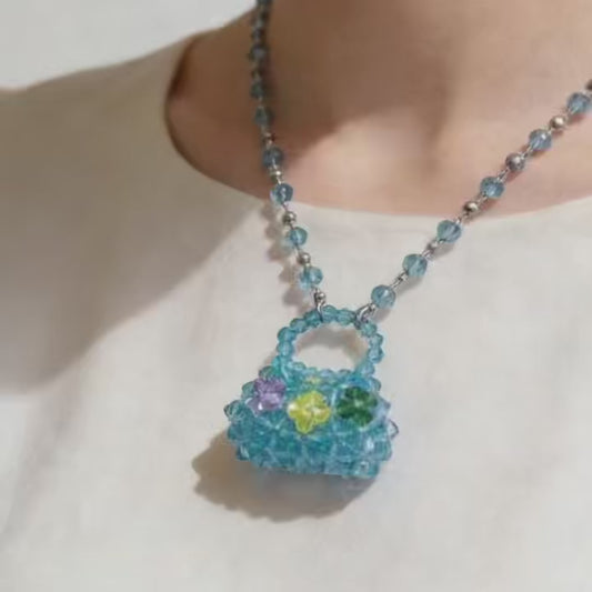 Beaded Mini Bag Pendant Necklace