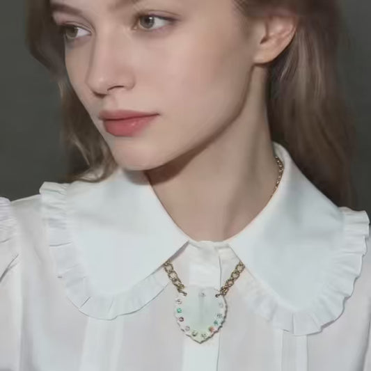 Natural Shell Heart Necklace with Swarovski Crystals