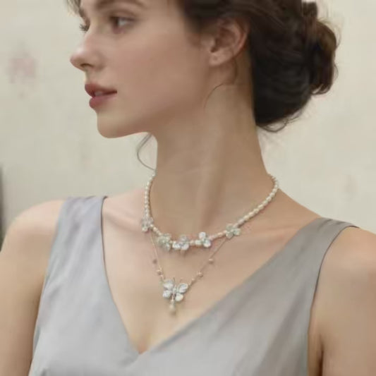 Handmade Baroque Pearl Butterfly Drop Necklace