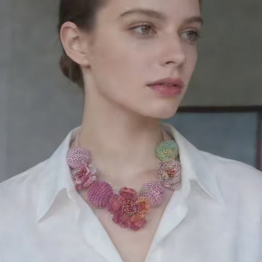 Hand Crochet Floral Statement Necklace