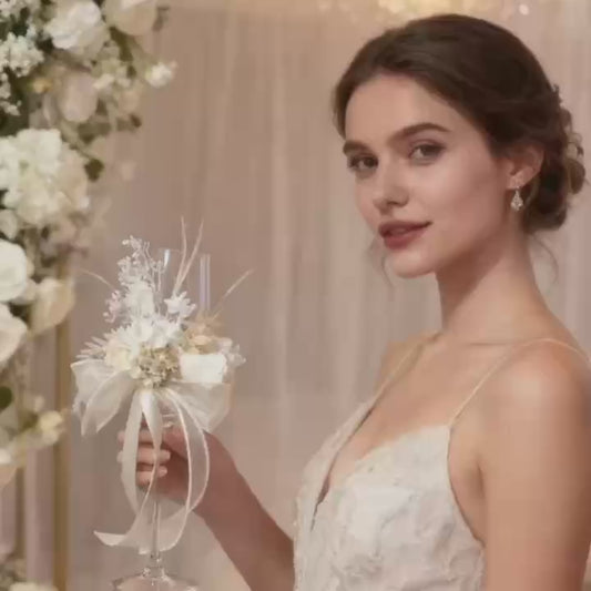 Handmade Floral Champagne Glass Set