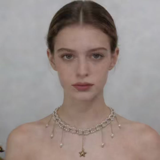 Star Drop Pearl Choker Necklace